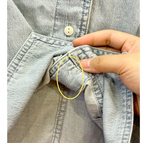 Madewell Denim Pleated Short-Sleeve Top in Doral Wash NP039 Size XL $88 - Picture 7 of 9